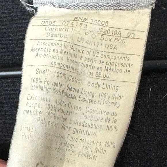 Vintage 05 Carhartt J140 Hooded Work Jacket Black L Duck Canvas USA Distressed - Picture 7 of 10